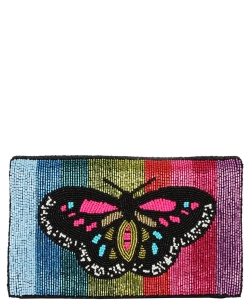 Colored Fully Beaded Butterfly Clutch Bag HBG-104640