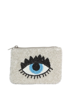Fashion Eyelash Eye Seed Bead Zipper Bag HD-00203-0922