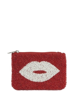 Lip Kiss Seed Bead Zipper Bag  HD00183