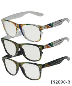 Package of 12 Pieces Magazine Print Clear Sunglasses IN2890-R
