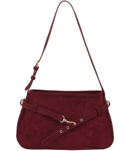 Faux Suede Buckle Shoulder Bag JYE-0582