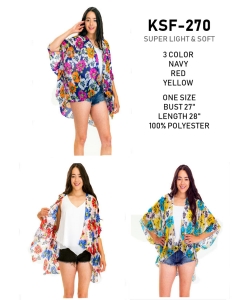 6 Pieces  Floral  Print Kimono  KSF-270