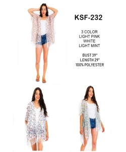 Package of 6 Pieces Flower Pattern Print with Tassel Kimono KSF-232