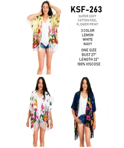 Women Fashion Scarf Floral Cover Up Kimono KSF263 (Minimum of 6)