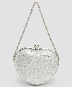 Rhinestone Heart Shape Convertible Clutch Bag L23317