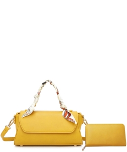 Scarf Top Handle Flap 2-in-1 Satchel LF2308T2 YELLOW