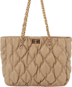 Puffy Quilted Twist Lock Shoulder Bag LMD023