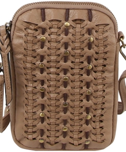Studded Woven Crossbody Bag LQ347