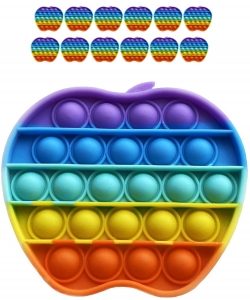 1 Dozen Pack Assorted Rainbow Color Apple Shaped Pop Fidget Toy MSD-104PP