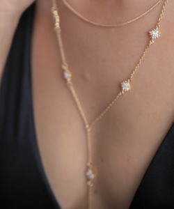 Three Layer Long Necklace With Snowflakes NB300590