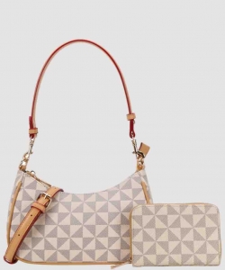 Geometric Shoulder Bag With Pouch P007-1261A