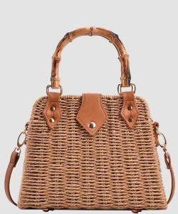 Ladies Vintage Straw Woven Bag Beach P012