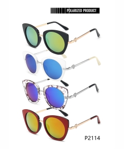 1 Dozen Pack Designer Inspired Womens Polarized Fashion Sunglasses P2114