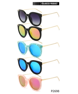 1 Dozen Pack of Designer inspired Woman's  Polarized Aviation Sunglasses P2698