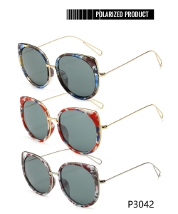 1 Dozen Pack Designer Inspired Women’s Polarized Fashion Sunglasses P3042PP