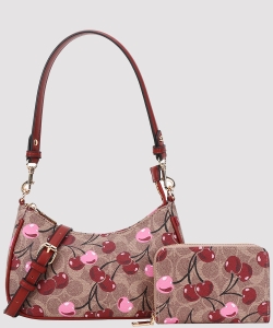 Sweet Cherry Blossom Shoulder Bag & Wallet Duo P8YT-1261A-2