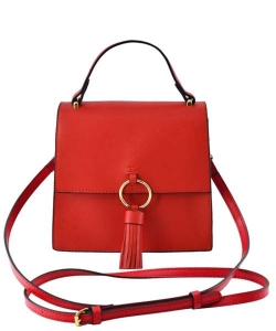 Fashion Ring Tassel Flap Crossbody Satchel Bag PB704 RED