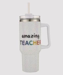 Rhinestone Amazing Teacher Decorative Tumbler Cup PCUP124