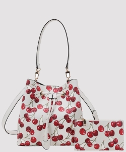 Sweet Cherry Blossom Drawstring Bucket Bag & Pouch PDY29197