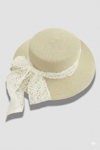 Lace Trim Straw Hat PEWB148