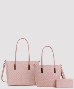 3in1 Monogram Print Tote Bag With Bag Wallet PFT-8233S