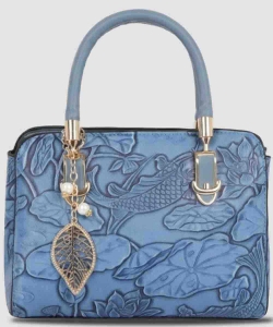 Embossed Flower Top Handle Satchel PGMS-5012