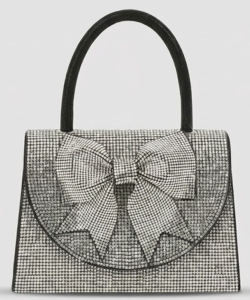 Rhinestone Bow Flap Top Handle Clutch Satchel PGMS-5036