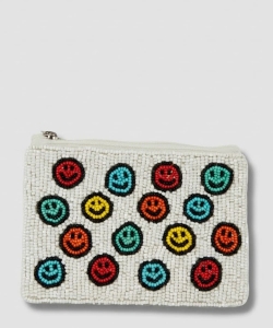 Ladies Fully Beaded Happy Face Themed Coin Purse HD00527
