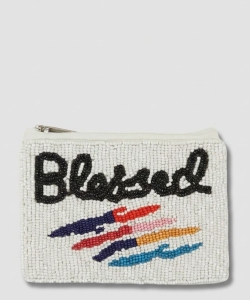 Ladies Fully Beaded Blessed Themed Coin Purse PHD00528