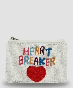 Ladies Fully Beaded Heart Breaking Coin Purse PHD00547