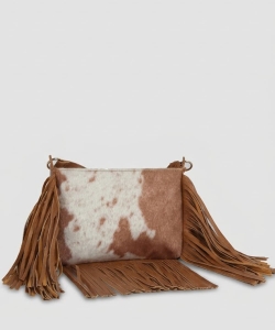 Calf Hair Cow Printed Fringe Crossbody Bag PJY-0571