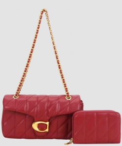 2in1 Quilted Design Crossbody Bag W/ Wallet Set KC-9185A