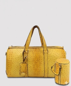 Ostrich Croc 2-in-1 Duffle & Makeup Pouch Set PLF128