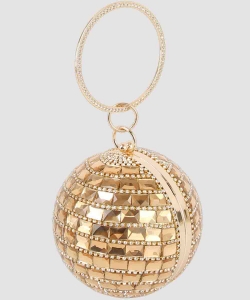 Rhinestone Mirror Ball Clutch Crossbody Bag PLGZ103