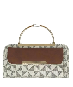 Monogram Round Top Handle Crossbody Bag Clutch Wallet PM038