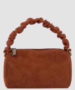 Ruched Top Handle Mini Suede Crossbody Bag PME-0092