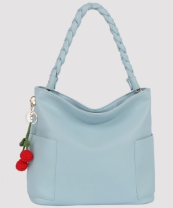 Braided Handle Cherry Charm Shoulder Bag PME-0138