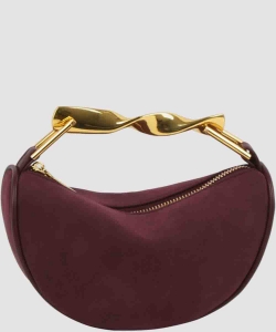 Twisted Top Handle Suede Satchel Bag PMEE-0120