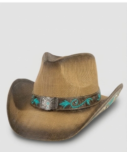 Western Butterfly Concho Detail Straw Cowboy Hat PMMT9757