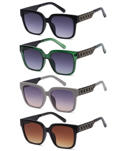 Square Sunglasses with Lattice-Detail Temples PMP25280AP