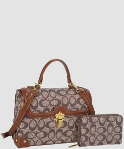 2in1 Oval Print Satchel Wallet Set PMS-20690