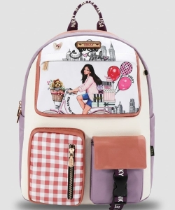 Multi-pocket fashion backpack PNK13137