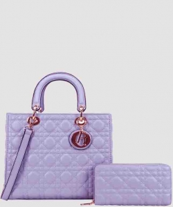 2in1 Large Size Quilted Satchel Wallet Set OR-9143W