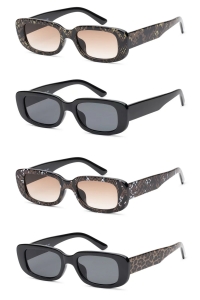 Retro-Mod Rectangular Statement Sunglasses PP21029AP-AN