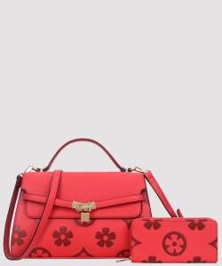 2in1 Classic Pad-Lock Monogram Satchel Set PYB-8932W