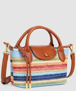Sun-Kissed Striped Woven Satchel PZS-20703A