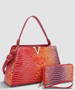 2in1 Tie-dye Croc V-emblem Shoulder Bag W/ Wallet ZZW-31265
