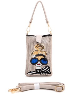 Fashion Lady Sequins Convertible Cell Phone Swing Bag R1015D