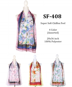 Package of 12 Pieces Super Soft Chiffon Feel  Scarf SF-408