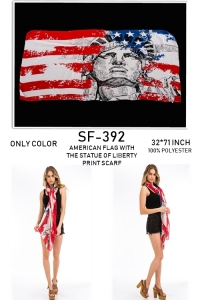 American Flag With The Statue Of Liberty Print Scarf